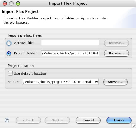 Flex project import