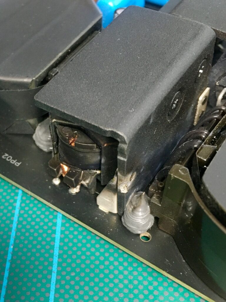 Close up of the visual damage to the power supply board.